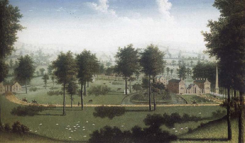 unknow artist View of the Stables and entrance lodge